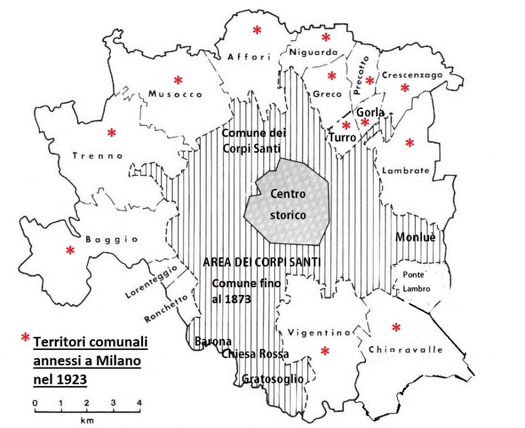 mappa dei comuni che circondavano Milano