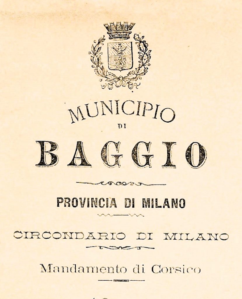 CARTA INTESTATA del comune di Baggio 1894